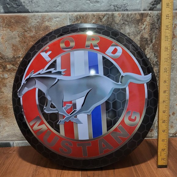 Ford Mustang  Round Sign Dome Tin Metal Sign Room Decor  Bar Man Cave - Picture 7 of 12